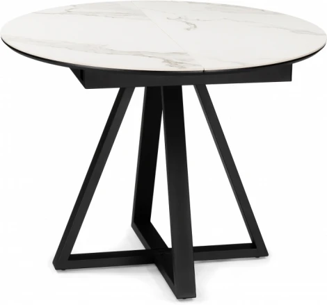 Кухонный стол Woodville Нельсон 100(140)х100х76 alpine white / черный (МДФ) арт.588016