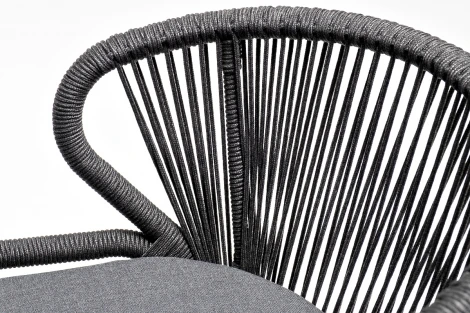 Обеденная группа на 6 персон со стульями Милан, каркас темно-серый, роуп темно-серый 4SIS Венето VEN-CMIL6T1-7-SET D-gray