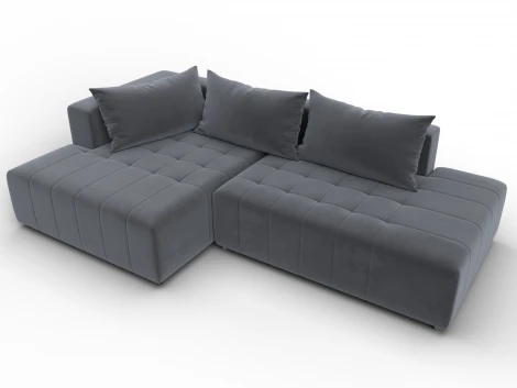 Диван угловой Лига-103 НПБ угол левый (ДСП,Брус,Фанера,Велюр/Серый) Лига Диванов 134817L