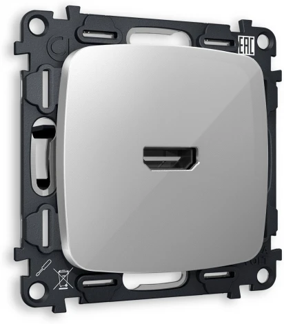 Комплект механизма Ambrella Volt розетки HDMI 2.0 OMEGA MO414010 Серебро глянец 40V/500mA 2.0GHz 5-18Gbit/s QUANT