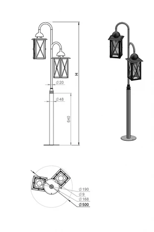 Наземный фонарь Русские фонари Baveno 260-42/bg-14 (220V, ковка)