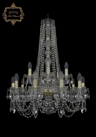 Подвесная люстра Art Classic 11.11 11.11.10+5.240.h-80.Gd.Sp (220V, хрусталь, на цепи, подсвечник, свеча)