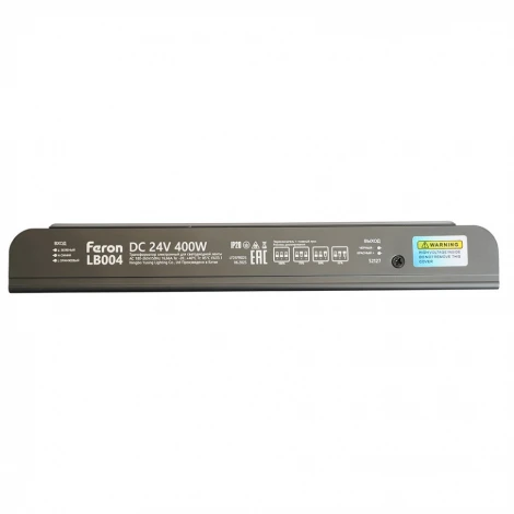 Трансформатор электронный для светодиодной ленты с плавным пуском и диммированием 400W 24V IP20 клипсы Feron LB004 52127