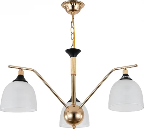 Подвесная люстра Escada Actinidia 2123/3P 3x40Вт E27, металл/стекло, черный/дерево, белый матовый плафон (220V, на цепи)