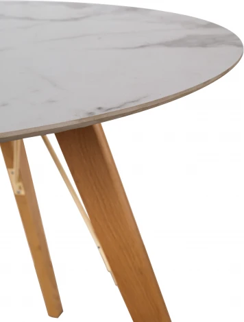 Стол обеденный обеденный JET CERAMIC круглый d-80 (Дерево бук, Прозрачный лак) CA Faggio Statuario 80x80