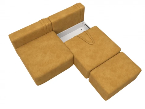 Диван прямой модульный с пуфом Лига-060 НПБ (ЛДСП,Брус,Фанера/Пластик/Велюр/Желтый) Лига Диванов 129669