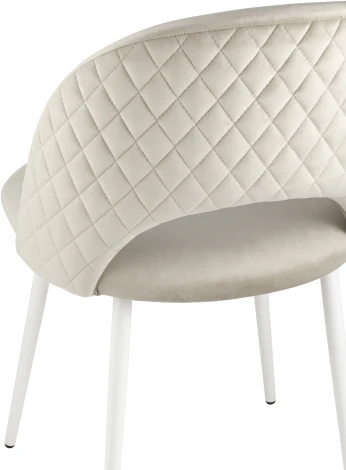 Стул Stool Group Меган NEW велюр с ромбами бежевый белые ножки УТ000035473
