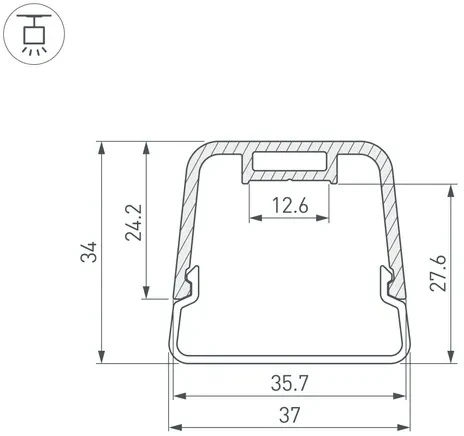 Профиль с экраном LINE-D-3734-2000 TETRA BLACK+OPAL (Arlight, Алюминий) 055072