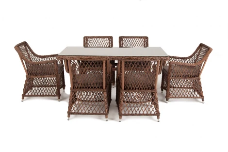 Обеденная группа плетеная, цвет коричневый 4SIS Латте LC6T-7-SET brown