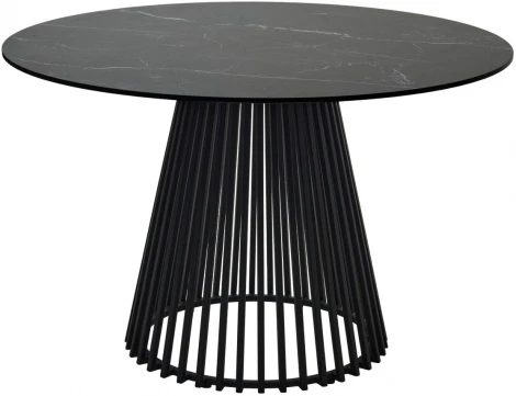 Стол TERNI 120 MATT BLACK MARBLE SOLID CERAMIC Черный мрамор матовый, керамика/Черный каркас М-City