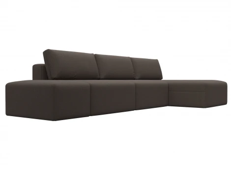 Диван угловой модульный с пуфом Лига-060 НПБ Лонг угол универсальный (ЛДСП,Брус,Фанера/Пластик/Рогожка/Коричневый) Лига Диванов 129719