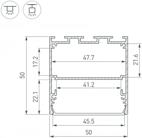 Профиль LINE-M-5050-2500 BLACK (Arlight, Алюминий) 057532