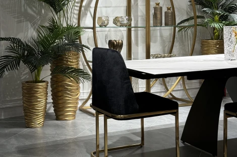 GY-83650 Стул велюр черный/золото 54*56*89см Garda Decor