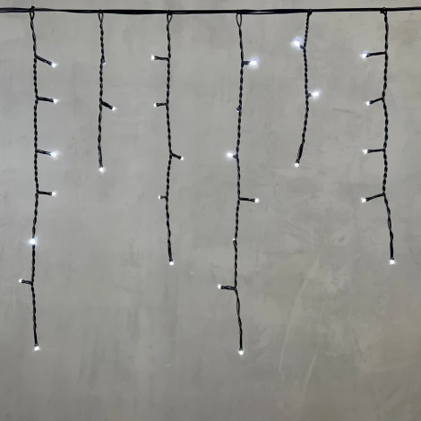 Гирлянда Бахрома 3,1 x 0,5 м Белая 24В, 150 LED, провод черный ПВХ, IP54 Laitcom PIL150-11-1W