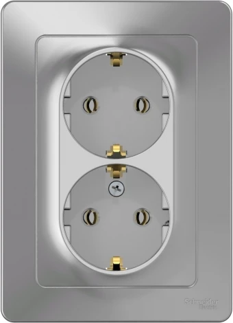 Розетка встраиваемая двойная с заземлением (алюминий) Systeme Electric Blanca BLNRS001023
