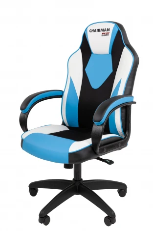 Кресло Chairman game 17 Россия экокожа черный/голубой/белый 7213492