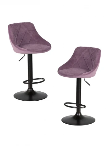 Набор 2 шт стул барный DOBRIN LOGAN BLACK (пудрово-сиреневый велюр (MJ9-52))