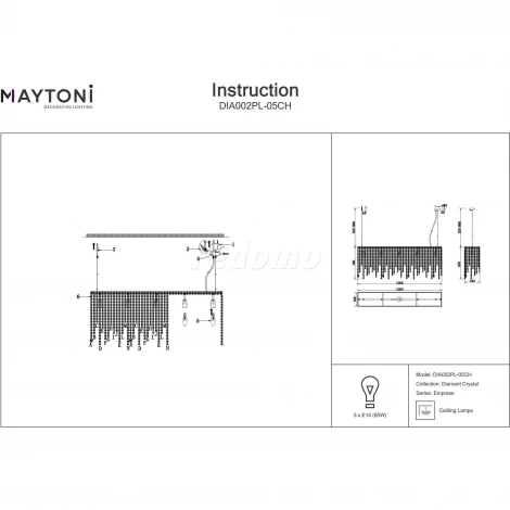 Подвесная люстра Maytoni Empress DIA002PL-05CH (220V, подвески, на тросе)
