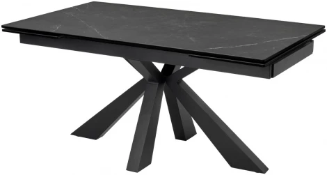Обеденный стол M-City ALEZIO 160 KL-135 Темно-серый мрамор матовый, итальянская керамика/ BLACK