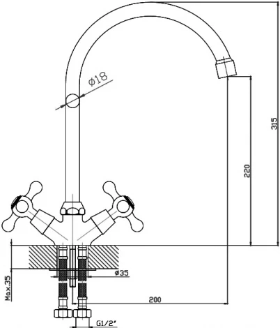 Смеситель Agger Retro A1900000 для кухонной мойки