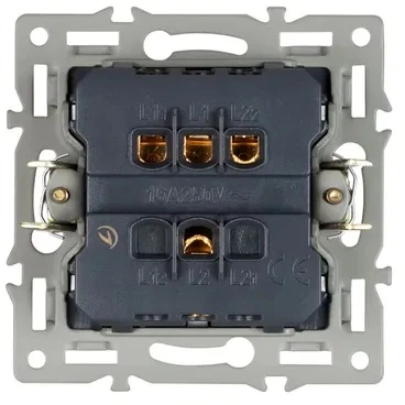 Механизм выключателя двухклавишный непроходной SWT-MK02-PL-GR (250V, 16A) (Arlight) 043726