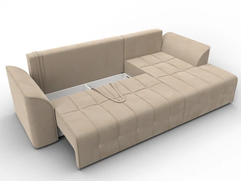 Диван угловой Лига-113 угол правый (ДСП,Велюр/Бежевый) Лига Диванов 136721