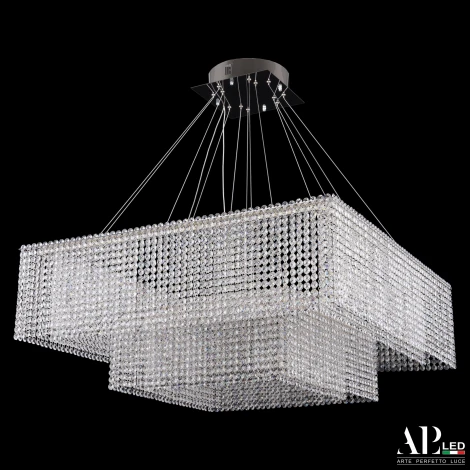Подвесная люстра светодиодная APL LED Sicilia SH04.86.2D.A.Ni.4000 (220V, хрусталь, на тросе)