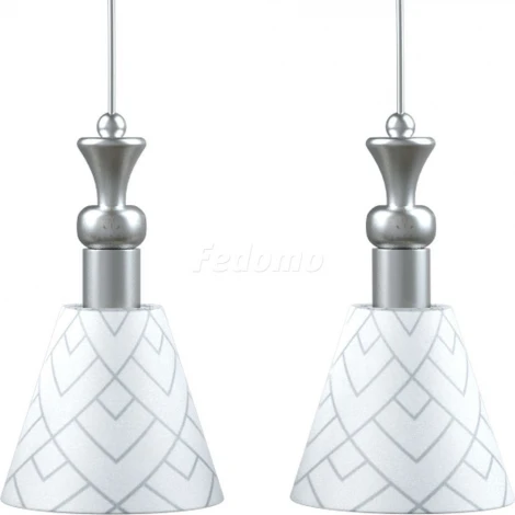 Люстра подвесная Lamp4you, 3 плафона, хром с белым и серым