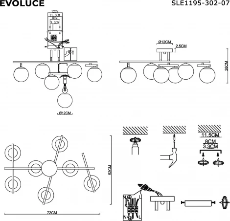 Потолочная люстра на штангек Evoluce SLE1195-302-07 SLE1195 Латунь/Белый E14 7*40W