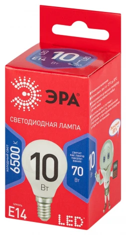 Лампочка светодиодная E14 10W ЭРА LED P45-10W-865-E14 R