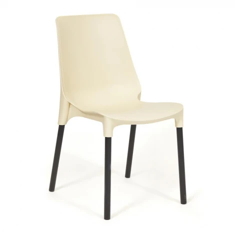 Стул GENIUS (mod 75) бежевый/коричневые ножки (металл/пластик)