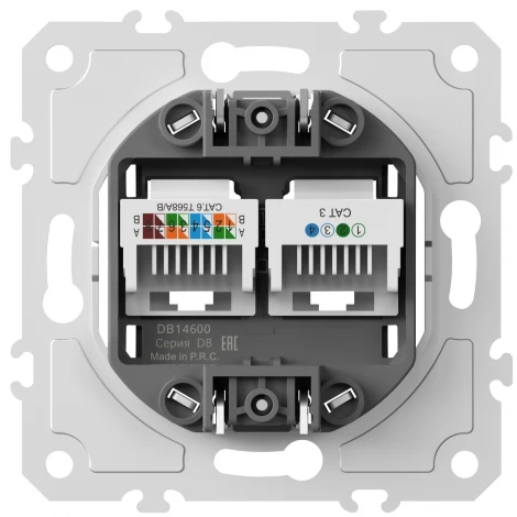 Механизм розетки Ethernet RJ-45 + телефонная RJ-11 Donel DB DB14600