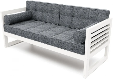 Диван Arsko прямой Сега Б белая эмаль рогожка графитовая