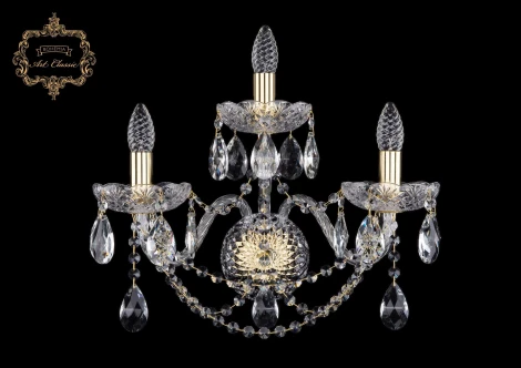 Бра Art Classic 10.11 10.11.2+1.195.XL.Gd.Sp (220V, хрусталь, подвески, подсвечник, свеча)
