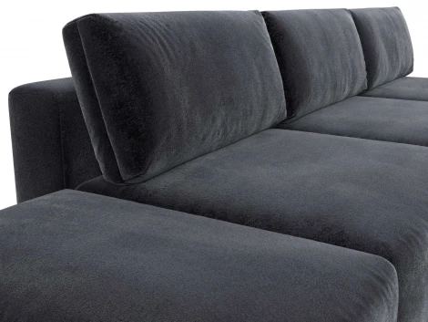 Диван прямой модульный с пуфом Лига-060 НПБ Лонг (ЛДСП,Брус,Фанера/Пластик/Велюр/Темно-серый) Лига Диванов 129478