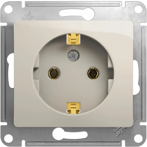 Розетка встраиваемая с заземлением (молочный) Systeme Electric Glossa GSL000943