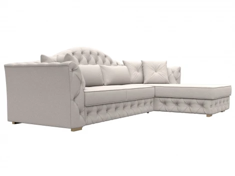 Диван угловой Артис правый угол (Брус,Рейка/Пластик/Замша/Бежевый) Лига Диванов 128042