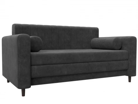 Диван прямой Лига-070 (ЛДСП,Брус,Фанера/Дерево/Велюр/Темно-серый) Лига Диванов 129759