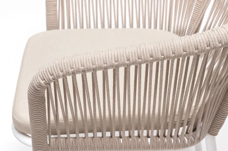 Обеденная группа на 6 персон со стульями Марсель, каркас белый, роуп бежевый 4SIS Малага MAL-CM6T1-7-SET beige