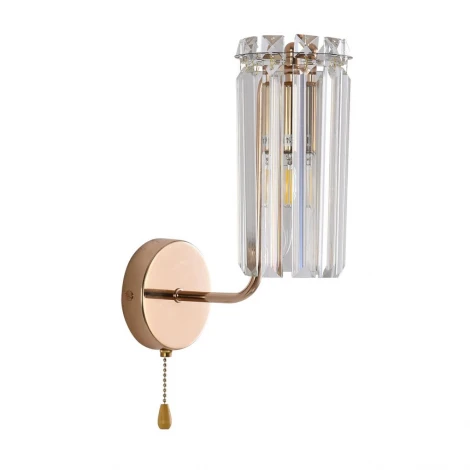 Бра с хрустальными подвесками и выключателем Lumion Favla 8347/1W золото/прозрачный, металл/хрустал E14 1*40W 220V