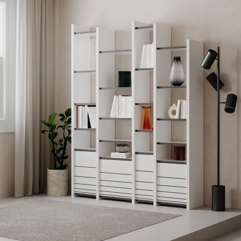 Стеллаж Прямые ARYA BOOKCASE (ЛДСП/Белый) LEVE