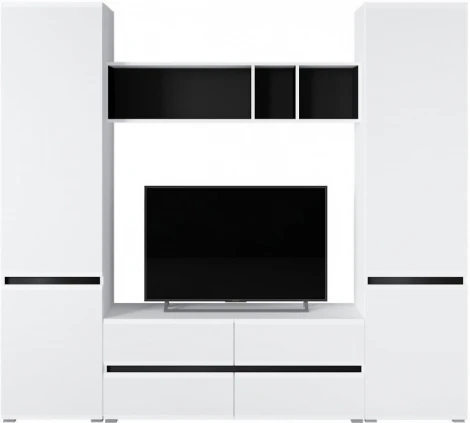 Модульная гостиная Сейдиль комплектация 2 (Сейдиль белый премиум / черный / белый глянец комплектация 2) Mobi арт.567934