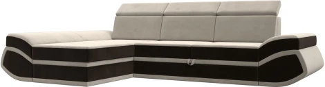 Диван угловой Лига-032 левый угол (Бежевый,Коричневый/Микровельвет) Лига Диванов арт.121650L