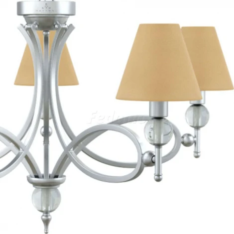 Люстра подвесная Lamp4you, 5 плафонов, хром с прозрачным и бежевым