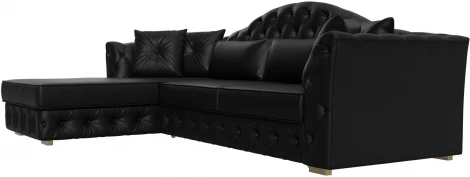 Диван угловой Артис левый угол (Черный/Экокожа) Лига Диванов арт.121634L