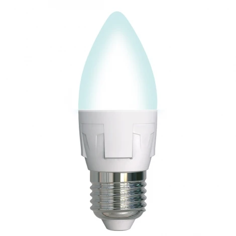 Лампочка светодиодная свеча белая E27 7W 4000K Uniel LED-C37 7W/4000K/E27/FR/DIM PLP01WH