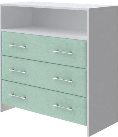 PROxSON Комод Varna (ЛДСП Белая+ткань Белый/Teddy Мятный) 90x40