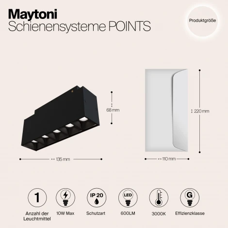 Трековый светильник Points S35 3000K 10Вт 24° LED (магнитный) Maytoni Technical TR014-2-10W3K-B (48V)