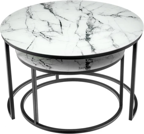 Набор кофейных столиков Bradex Home Tango белый мрамор с черными ножками (RF 0601)