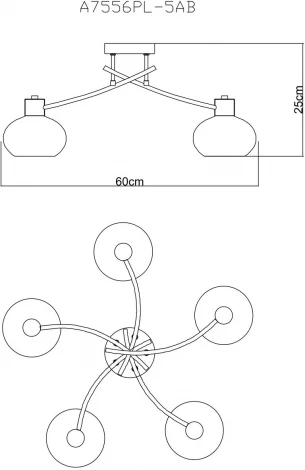 Потолочная люстра Arte Lamp Latona A7556PL-5AB